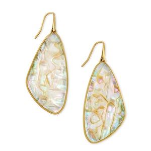 NWT Kendra Scott Mckenna Drop Large Earrings White Abalone Gold